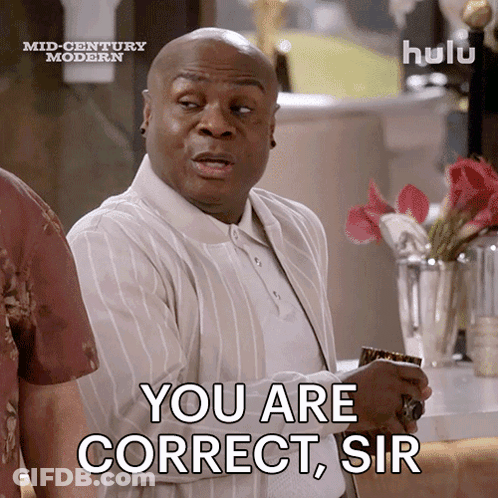 A Man Says " You Are Correct Sir " In Front Of A Hulu Ad GIF
