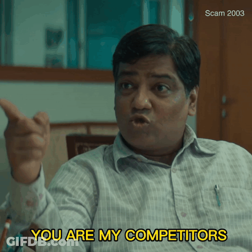 A Man Says " You Are My Competitors " While Pointing At Someone GIF