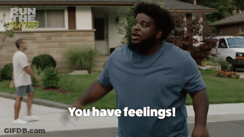 A Man Says " You Have Feelings " In Front Of A House GIF