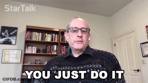 A Man Says You Just Do It In Front Of A Bookcase GIF