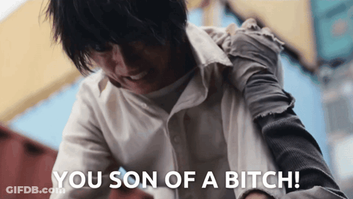 A Man Says " You Son Of A Bitch " While Holding Another Man GIF