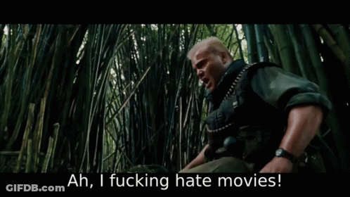 A Man Screaming In The Woods With The Words Ah I Fucking Hate Movies GIF
