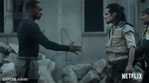 A Man Shaking Hands With Another Man With A Netflix Logo In The Corner GIF