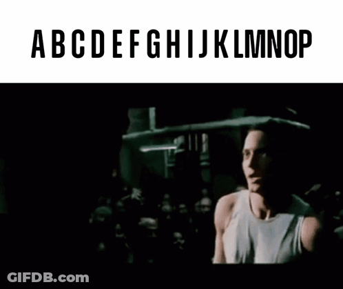 Man Singing Into Microphone With ABCDEFGHIJKLMNOP GIF