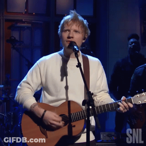 A Man Singing Into A Microphone While Holding A Guitar That Says Snl GIF