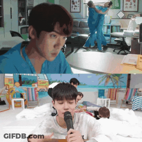 A Man Singing Into A Microphone With A Food Truck Behind Him GIF