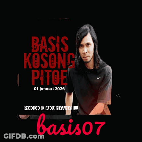 A Man Singing Into A Microphone With The Words Basis Kosong Pitoe In Red Behind Him GIF