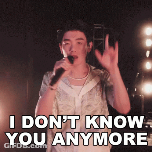 A Man Singing Into A Microphone With The Words I Don T Know You Anymore GIF
