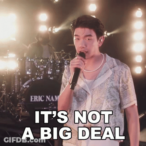 A Man Singing Into A Microphone With The Words " It 'S Not A Big Deal " Above Him GIF