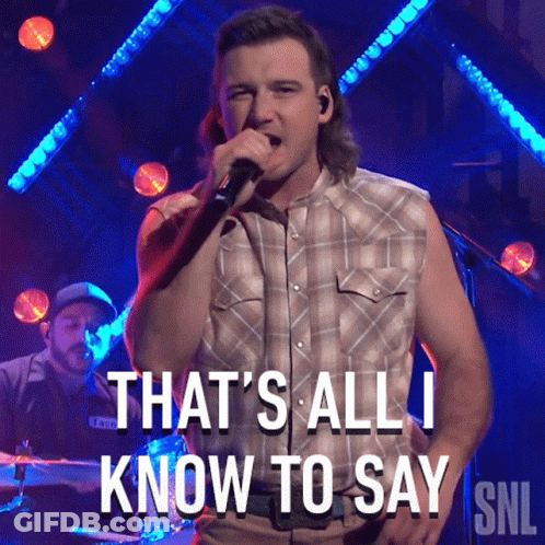 A Man Singing Into A Microphone With The Words That 'S All I Know To Say GIF