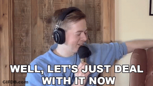 A Man Singing Into A Microphone With The Words Well Let 'S Just Deal With It Now GIF