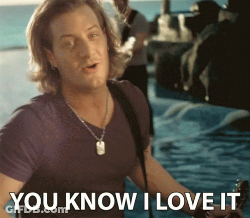 A Man Singing With The Words You Know I Love It Above Him GIF