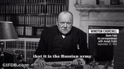 A Man Sits At A Desk With A Quote From Winston Churchill GIF