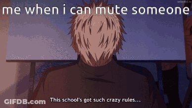 A Man Sits At A Desk With The Words Me When I Can Mute Someone GIF