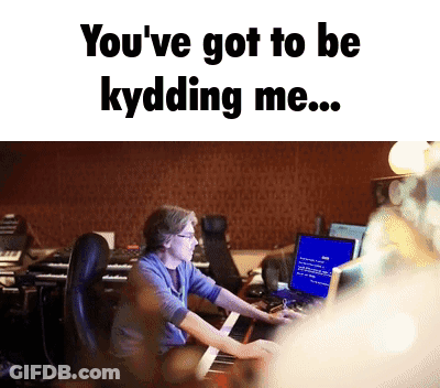 A Man Sits In Front Of A Computer With The Words " You 'Ve Got To Be Kidding Me " GIF