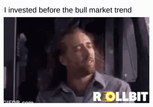 A Man Sitting In A Car With The Words I Invested Before The Bull Market Trend GIF