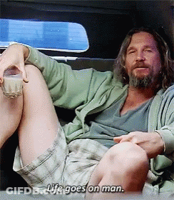 A Man Sitting In A Car With The Words Life Goes On Man On The Bottom GIF