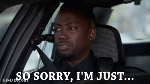 A Man Sitting In A Car With The Words So Sorry I 'M Just GIF