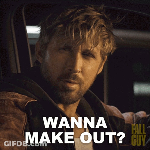 A Man Sitting In A Car With The Words Wanna Make Out GIF