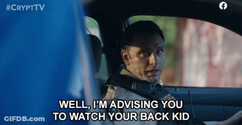 A Man Sitting In A Car With The Words Well I 'M Advising You To Watch Your Back Kid GIF