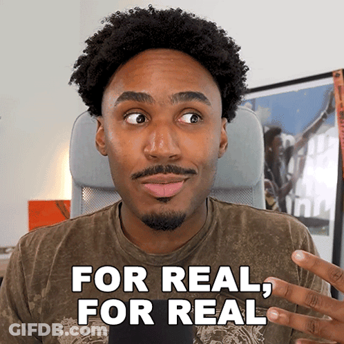 A Man Sitting In A Chair Says " For Real " GIF