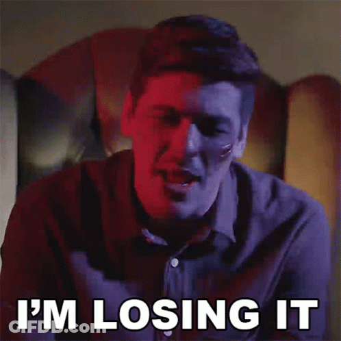 A Man Sitting In A Chair With A Bandage On His Face Says I 'M Losing It GIF