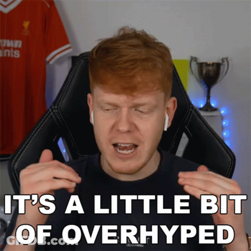 A Man Sitting In A Chair With His Eyes Closed Says It 'S A Little Bit Of Overhyped GIF