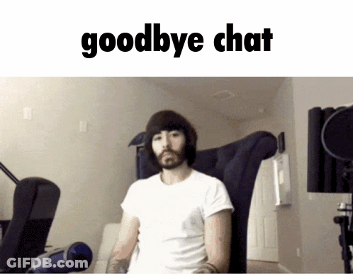 A Man Sitting In A Chair With The Words Goodbye Chat On The Bottom GIF