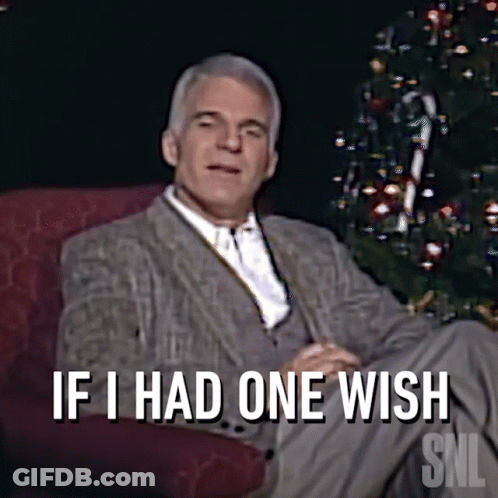 A Man Sitting In A Chair With The Words If I Had One Wish Snl GIF