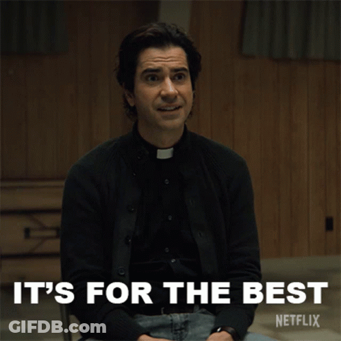 A Man Sitting In A Chair With The Words " It 'S For The Best " Written Below Him GIF
