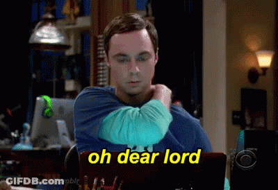 A Man Sitting In Front Of A Laptop With The Words Oh Dear Lord On It GIF