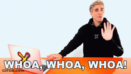 A Man Sitting In Front Of A Laptop With The Words Whoa Whoa Whoa Written Below Him GIF