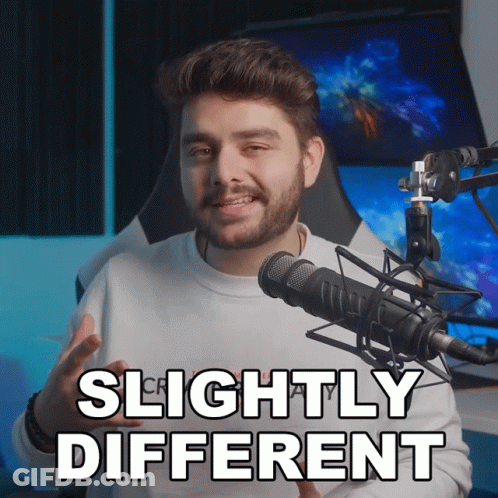 A Man Sitting In Front Of A Microphone With Slightly Different Written On The Bottom GIF