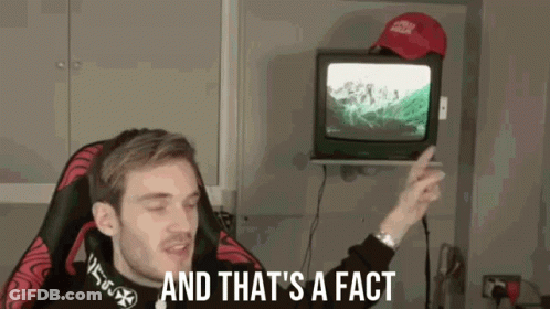 A Man Sitting In Front Of A Television With The Words And That 'S A Fact Below Him GIF