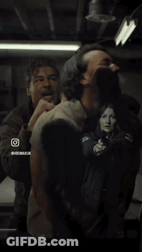 A Man Sitting In Front Of A Window With The Hashtag @Hbomaxux On The Bottom Right GIF