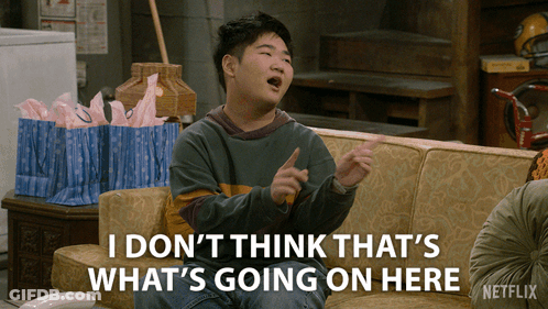 A Man Sitting On A Couch Says I Don 'T Think That 'S What 'S Going On Here Netflix GIF