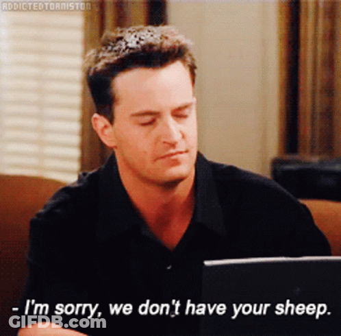 Man Sitting On Couch Sorry We Don't Have Your Sheep GIF