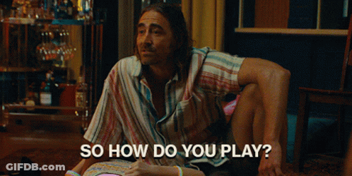 A Man Sitting On The Floor With The Words So How Do You Play Written Below Him GIF