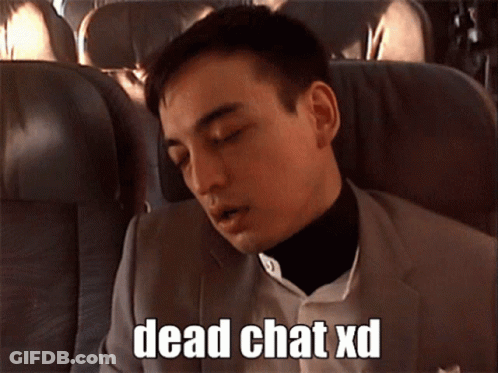 A Man Sleeping On An Airplane With The Words Dead Chat Xd Written Below Him GIF