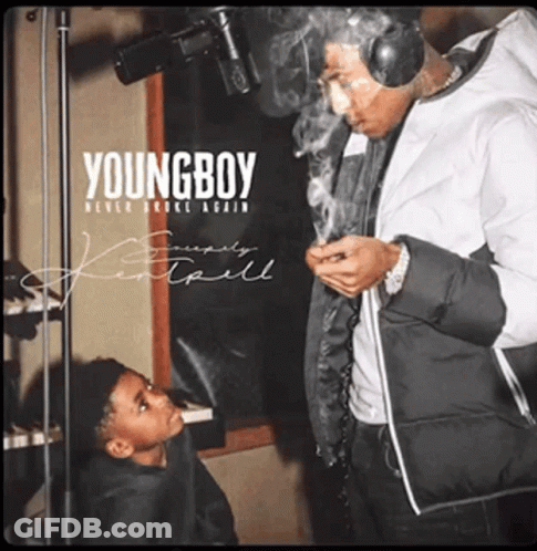 A Man Smoking A Cigarette Next To A Young Boy On The Cover Of Young Boy Never Broke Again GIF