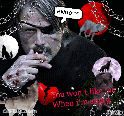 A Man Smoking A Cigarette With A Speech Bubble Saying Awoo GIF