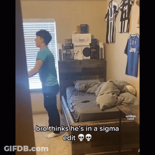 Man In Front Of Bed With Bro Thinks He's In Sigma GIF
