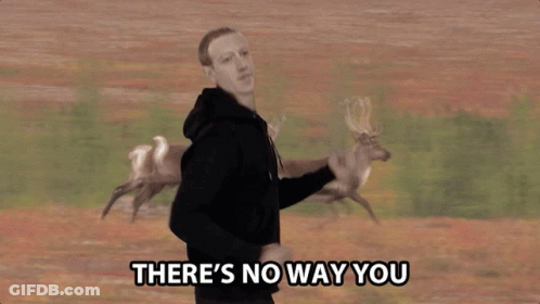 A Man Standing In Front Of A Herd Of Deer With The Words Can Outrun These Deals Below Him GIF