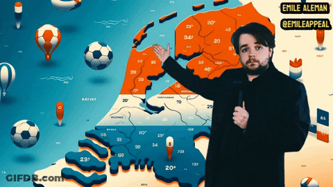 A Man Standing In Front Of A Map With The Name Emile Aleman On The Bottom GIF
