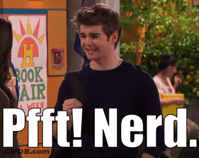 A Man Standing In Front Of A Sign That Says Book Fair On It GIF
