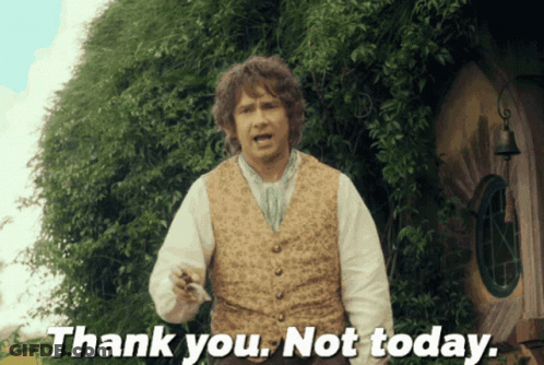 A Man Standing In Front Of A Tree Says Thank You Not Today GIF
