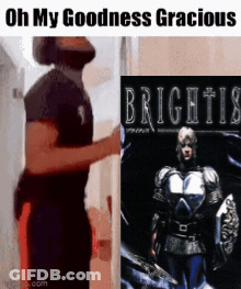A Man Standing Next To A Brightis Poster GIF