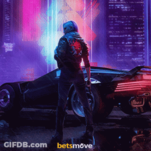 A Man Standing Next To A Car With The Words Betsmove On The Bottom GIF