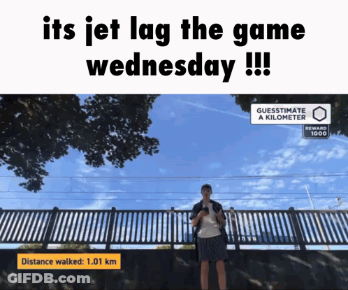 A Man Standing Next To A Fence With The Words Its Jet Lag The Game Wednesday !!! GIF
