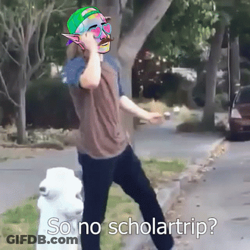 A Man Standing Next To A Fire Hydrant With The Words So No Scholartrip GIF